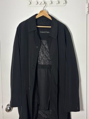 Calvin Klein Black Men's Trench Coat with Quilted Lining